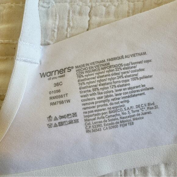 Warner's No Side Effects  Wireless Lightly Lined T-Shirt Bra NWT NWE White 36C - Picture 5 of 6